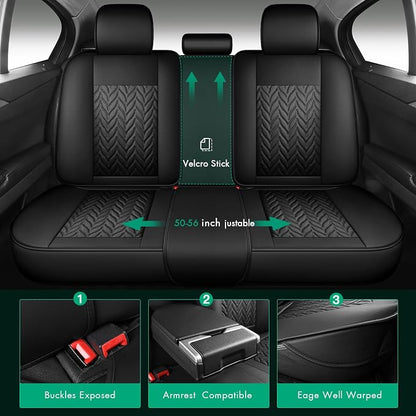 SCITOO Universal Car Seat Covers Full Set,Waterproof Automotive Seat Covers for Front and Back Seats, Premium Car Seatshelteror, Seat Covers for Cars Black – Fits Most Vehicles(Black,Full Set)