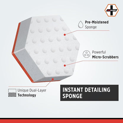 AutoERASERS™ Instant Detailing Car Bikes Wash Sponge, Non-Scratch Car Cleaning Sponge, Dual-Sided Auto Cleaning Sponges Pre-Moistened and Portable for On-The-Go Use, Pack of 12
