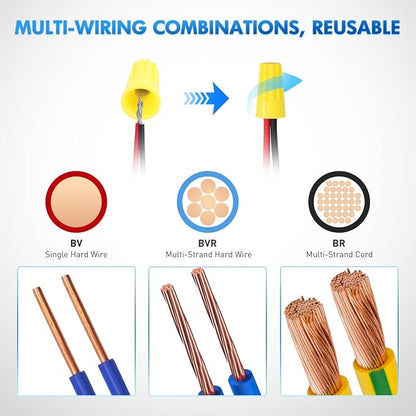 Nilight 120PCS Yellow Wire Connectors Kit 16-14 AWG Electric Wire Caps Insulating Insert Twist Electrical Wire Terminal with Spring for Connect Electrical Wiring Automotive Car Truck Boats Marine