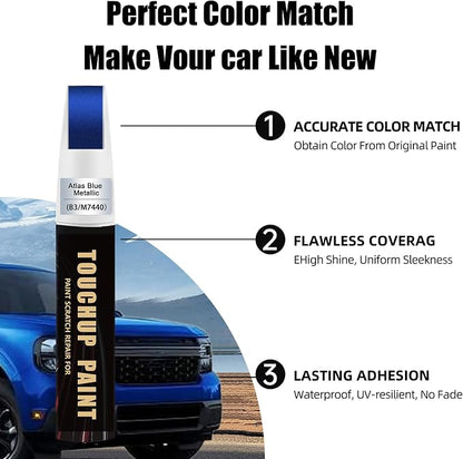 Atlas Blue Metallic(B3/M7440) Car Paint Touch Up Pen Compatible with Ford,2-In-1 Color Accurate Touch Up Car Scratch Repair Paint Exact Match Ford Series Automotive Scratch Remover for Nicks&Chips Repair