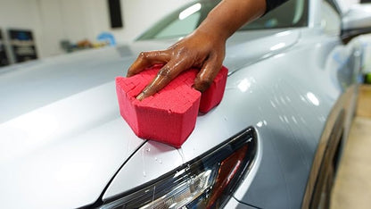 Optimum Big Red Sponge 2.0 Better Grip and Access Tight Spaces - Safe for All Paint Types, Use for Rinseless Car Wash and Car Wash Soap, Made in USA