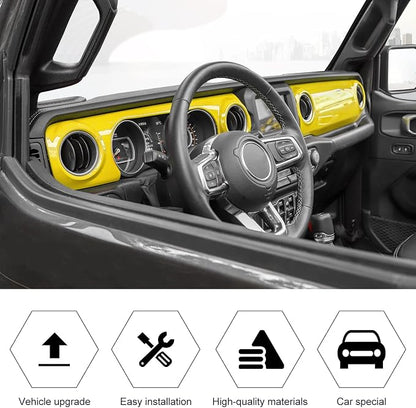 RT-TCZ Center Console Trim Cover Dashboard Control Panel Cover Decorative Interior Accessories for Jeep Wrangler JL JLU & Gladiator JT 2018-2022,Yellow
