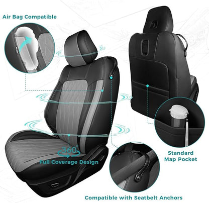 Custom for Ford Mustang Coupe Seat Covers 2015-2025 - Custom-Fit Full Set Faux Leather Car Seat Covers for Mustang Coupe Fastback GT/V6/EcoBoost 2015 2016 2017 2018 2019 2020 2021 2022 2023 2024 2025
