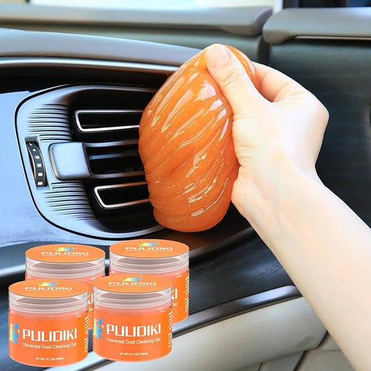 PULIDIKI Car Cleaning Gel for Car Cleaning Putty Car Putty Auto Detailing Tools Car Slime Cleaner Dust Cleaning Gel for Car Interior Cleaner Car Accessories Keyboard Cleaner Orange, 4 Pack (160g Each)