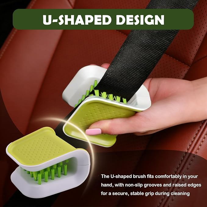 Car Seat Belt Cleaner Brush,Non-Slip Car Cleaning Brush with Double-Sided Bristle Brushes,U-Shaped Design Cars Detailing Brushes for Cleaning Most Vehicle Models Safety Belts