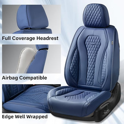 Coverado Seat Covers, Blue Car Seat Covers Full Set, Auto Seat Cover, Car Seat Covers Front Seats Back Seat Cover, Waterproof Car Seat Cushion, Driver Seat Protector Universal Fit Most Cars