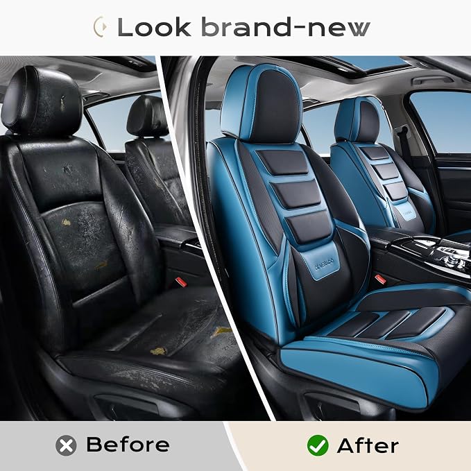 Coverado Car Seat Covers, Front Covers for Cars, Car Seat Cover Front Seats, Car Seat Protector Waterproof, Leather Car Seat Cushion, Universal Interior Covers Seat Protectors for Most Cars