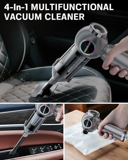 houscly Handheld Car Vacuum Portable Cordless 25000Pa High Power Small Mini Hand Vacuum Rechargeable 4-in-1 Wireless Handheld Vac for Car Office Desktop Home Cleaning Ideal Gifts for Men & Women