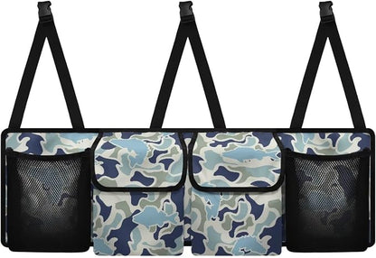 Fish Hunting Car Trunk Organizer Foldable Vehicle Interior Cargo Organizers Accessories Backseat Hanging Organizer with 4 Storage Bag Suitable for Most Cars,SUV,Sedan