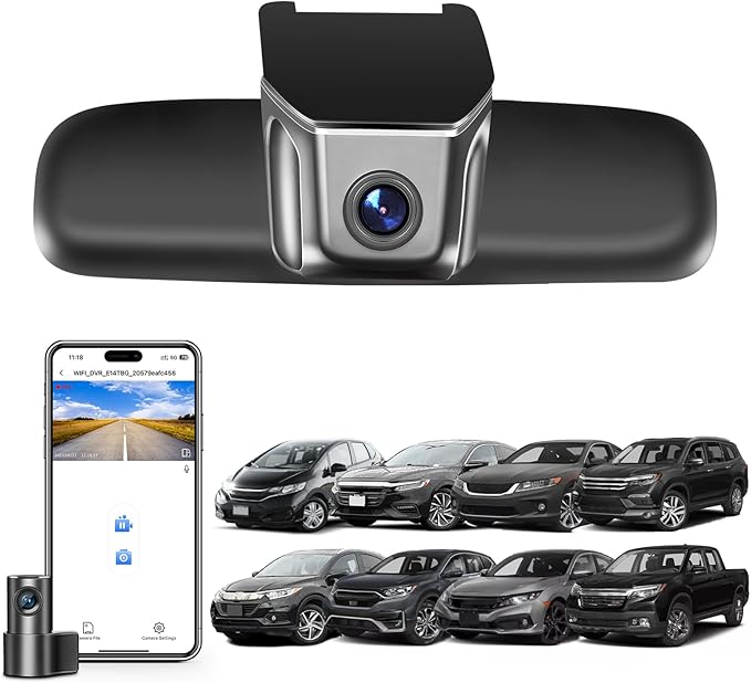 Mangoal Front 4K & Rear 1080p Dash Cam for Honda CRV 2007-2016, Civic 2009-2018, Accord 2008-2017, Select HRV 2016-2022, Pilot 2008-2018, Ridgeline 2009-2018, Rearview Mirror NO A Big Cover, GPS, 128G