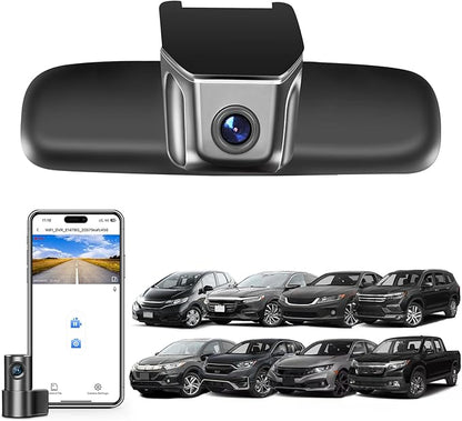 Mangoal Front 4K & Rear 1080p Dash Cam for Honda CRV 2007-2016, Civic 2009-2018, Accord 2008-2017, Select HRV 2016-2022, Pilot 2008-2018, Ridgeline 2009-2018, Rearview Mirror NO A Big Cover, GPS, 128G