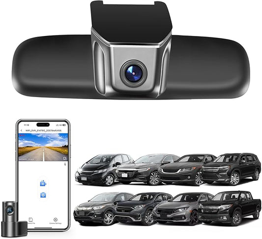 Mangoal Front 4K & Rear 1080p Dash Cam for Honda CRV 2007-2016, Civic 2009-2018, Accord 2008-2017, Select HRV 2016-2022, Pilot 2008-2018, Ridgeline 2009-2018, Rearview Mirror NO A Big Cover, GPS, 128G