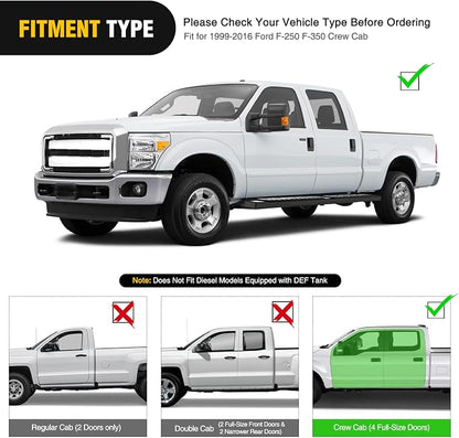 Nilight Running Boards for 1999-2016 Ford F-250 F-350 F450 F550 Super Duty Crew Cab 4 Full Size Doors 6 Inch Side Step Nerf Bars Black