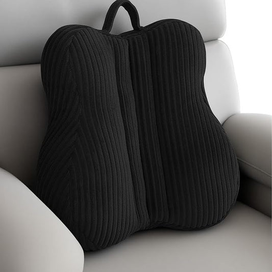 Lumbar Support Pillow for Recliner, Back Support Pillow for Office Chair, Back Cushion with Shredded Foam for Back Pain Relief & Reading, Lumbar Cushions for Couch, Sofa Seat, Car, Black