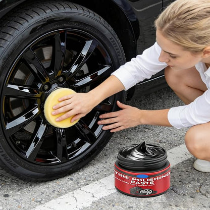 2Bottles Tire Coating & Trim Restorer with Sponge,Tire Coating Paste, Long-Lasting Ceramic Coating,Bring Back the Original Deep Black Shine to Rubber and Plastic For Car, Truck, Motorcycle, RV & More
