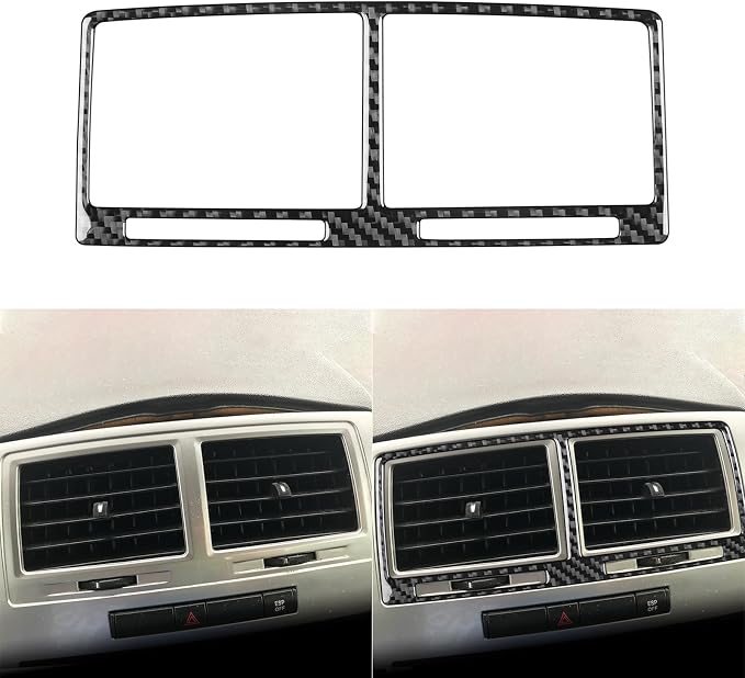 Car Center Console A/C Air Vent Decal Air Outlet Sticker Real Carbon Fiber Trim Compatible with Dodge Charger 2008 2009 2010 Interior Accessories Decor 2PCS Black