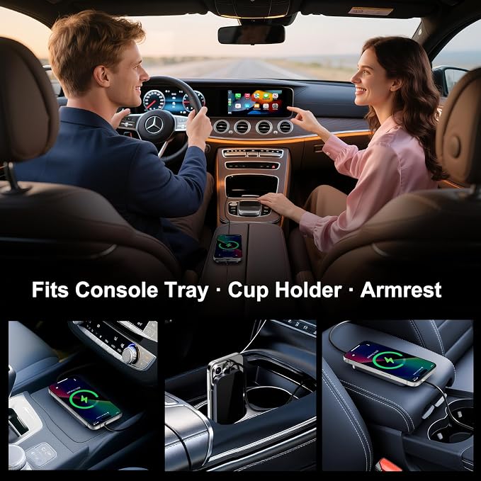 Wireless CarPlay Adapter with Magnetic 15W Fast Charging for iPhone 17/16/15/14/13/12 Series – Wired to Wireless CarPlay Converter, Auto-Connection Plug & Play