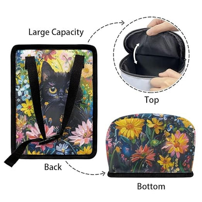 Talayituse Cat Daisy Print Car Trash Can Accessories Organizer Garbage Bag Dustbin Container with Lid Waste Basket Storage Pocket Hanging Large Size Vehicle Trash Bin