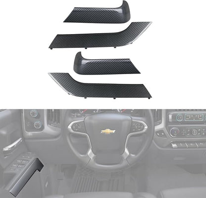 4PCS Door Armrest Cover Trim Kit Front&Rear Left Right Side Door Panel Arm Rest Bezel Carbon Fiber Compatible with 2014-2020 Chevy Silverado GMC Sierra