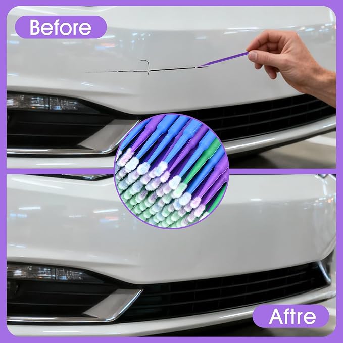 300 PCS Small Paint Brushes for Touch Up, Fine Tip Paint Brush Set for Automotive Paint Chip Repair, Disposable Paint Brushes Bulk with 2.5mm, 2.0mm & 1.5mm Sizes (Blue, Green, Purple)