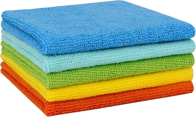 AIDEA Microfiber Cleaning Cloth, 5PK, Soft Absorbent Rags, Microfiber Towels for Cars, Kitchen Towels, Dusting Cloth for Home, Window, Cleaning Supplies, 12"×12"