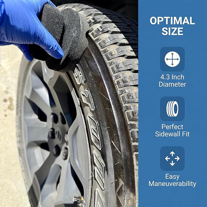 2PCS Car Tire Shine Applicator Pads, Hex Grip Wave Contoured Vehicle Detailing Foam Sponge Tool, Reusable Automotive Tyre Cleaning Accessories, Universal for Truck SUV Sedan