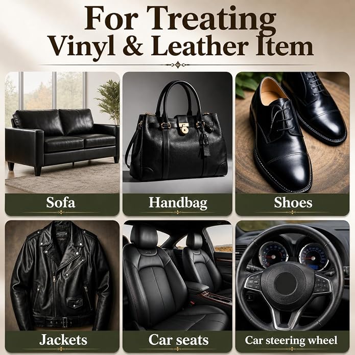 Leather Recoloring Balm, Leather & Vinyl Color Restorer Conditioner – Repairs Faded & Scratched Leather Color