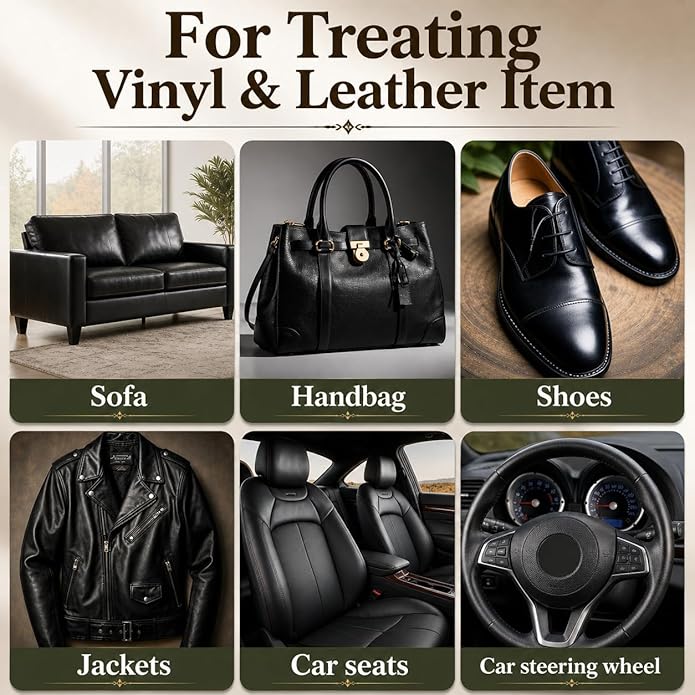 Leather Recoloring Balm, Leather & Vinyl Color Restorer Conditioner – Repairs Faded & Scratched Leather Color