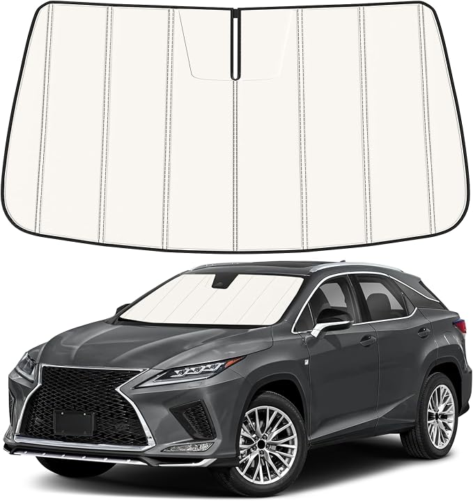Windshield Sun Shade for Le-xus RX RX350 RX450h 2016-2022, Front Window Visor Accessories, Folding Design Blocks Heat & UV Rays Maintain Cool Interior and Save Space