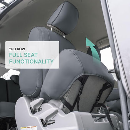 FH Group Custom Fit Car Seat Covers Specifically Made for 2011-2020 Toyota Sienna 8 Passenger, Car Seat Cover 2nd Row, Automotive Seat Covers in Solid Gray Faux Leather, Waterproof and Washable