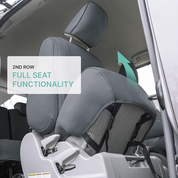 FH Group Custom Fit Car Seat Covers Specifically Made for 2011-2020 Toyota Sienna 7 Passenger, Car Seat Cover 2nd Row, Automotive Seat Covers in Solid Gray Faux Leather, Waterproof and Washable