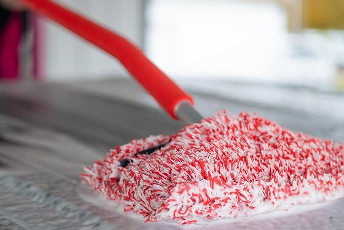 Mitt on a Stick PRO+ | Extendable Car Wash Brush, Mop, Mitt, Sponge | Red with Korean Dragon Microfiber Cover