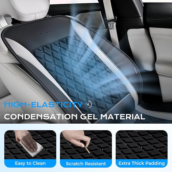 Coverado Upgraded Cooling Car Seat Cushion 8 Turbo Fans 12V-24V Ventilated Cooling Seat Cover 3 Adjustable Wind Speeds Long Lasting Coolness Summer Driving Universal Fit for Car SUV Truck Gray