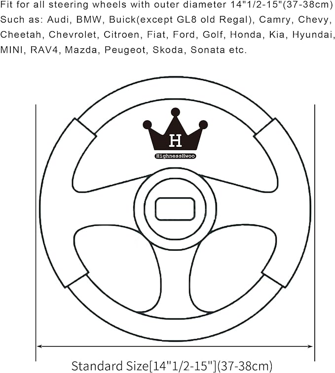 HighnessHwoo Luxury Fluffy Winter Car Steering Wheel Cover for Women Soft Warm Plush Cute Auto Accessories for Vehicle, Sedan, Universal, Fuzzy, Anti Slip, Black, Standard Size, 14.75-15.15"