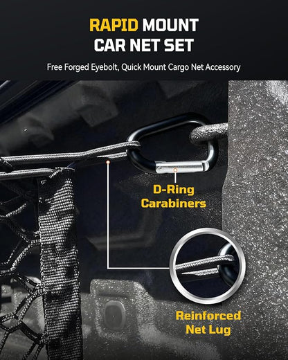 AUTOWN Truck Bed Cargo Net, Envelope Bed Netting for 2013-2025 GMC Sierra & Chevy Silverado, Pickup Truck Bed Organizer with 5mm Bungee & Integrated Storage Bag & Bungee Balls & Carabiners - 18" x 50"