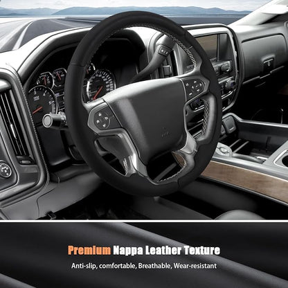 Aimato Customized Steering Wheel Cover for Chevy Silverado 1500 2014-2018/2500 3500 2015-2019/Suburban Tahoe 2015-2020/Traverse 2018-2023,Thin,Anti-Slip,Scratch-Resistant Car Accessory for Chevrolet