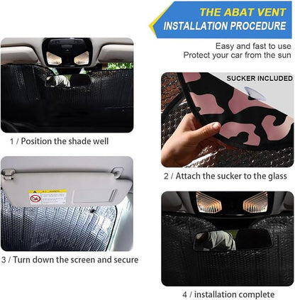 Windshield Sun Shade Rose Gold Pink Leopard Cheetah Animal Front Window Block UV Shades Visor Reflective Retractable for Car SUV Trucks