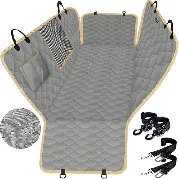 Lassie XL Truck Dog Seat Cover Back Seat with 2 Seat Belts, Dog Car Hammock for Large SUV and Trucks Compatible with F150 F250/Chevrolet Silverado/Ram Pickup/GMC Sierra/Toyota Tundra and Crew Cab