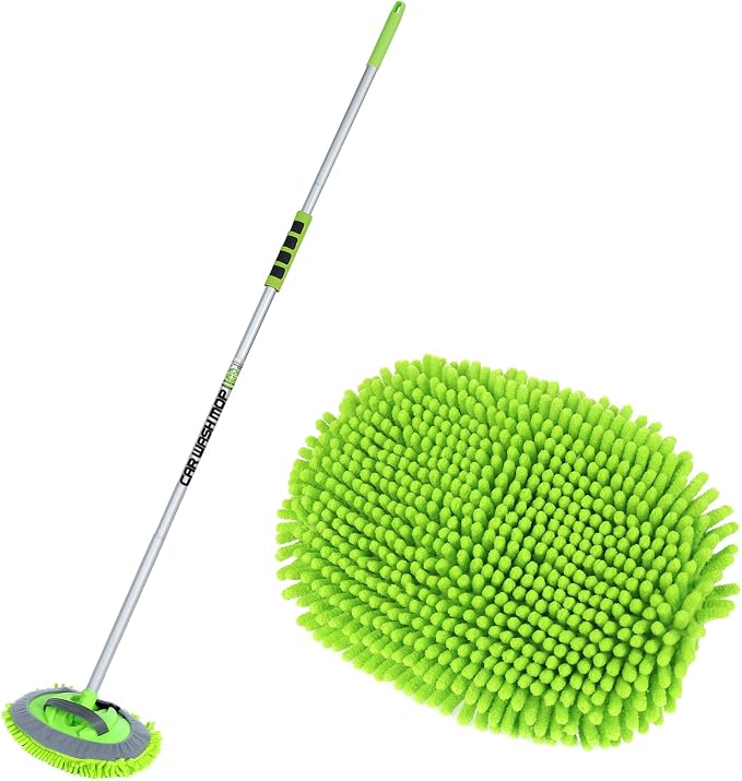 MATCEE Car Wash Brush with Long Handle Car Wash Mop Mitt Kit 62'' Chenille Microfiber Car Cleaning Supplies Scratch Free Car Cleaning Brush Duster for Washing Car Detailing and Household Cleaning
