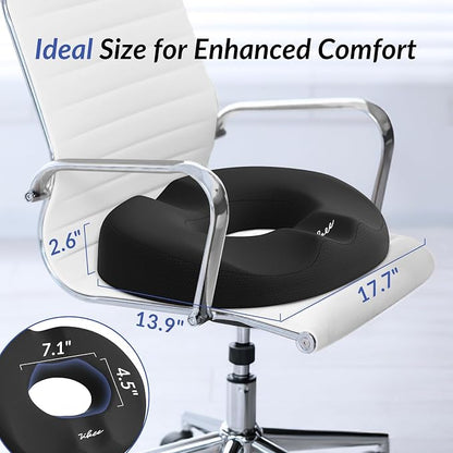 ZIKEE Donut Pillow Seat Cushion for Tailbone Pain, Hemorrhoid Pillow with Pressure Relief Hole & Thigh Slope Design for Postpartum & Post Surgery Sitting Relief, Donut Seat Cushion for Office & Home