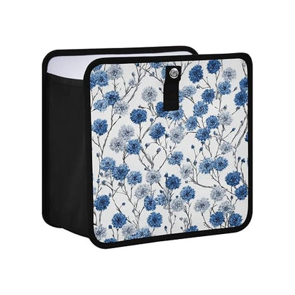 Car Trash Can Organizer Bin with Adjustable Strap for Back Front Seat Console Waterproof Leakproof Collapsible Portable 8.66 Inch Chinese Blue White Cornflower