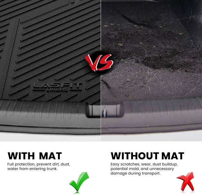 LASFIT Trunk Mat for Honda Accord 2017 2016 2015 2014 2013 Sedan Only, All Weather Custom Fit TPE Cargo Mat Trunk Tray Cargo Tray, Black (Not for Coupe & Hybrid)