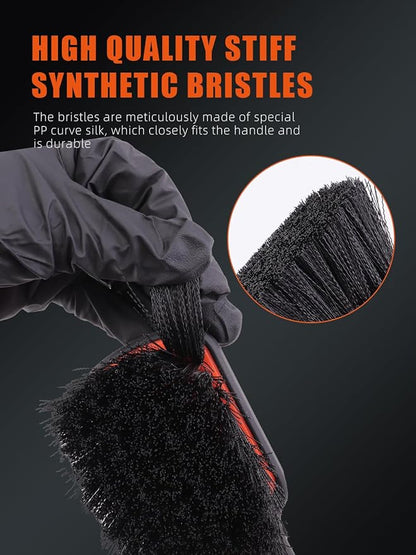SPTA Tire Brush, Carpet Cleaning Brush, 2Pcs Wheel Brush, Carpet Cleaning Brush,Stiff Synthetic Bristles, Ergonomic Design Handle, Scrub Brush for Floor Mats,Car Wheel Hub Cleaning,Car Interior, Home