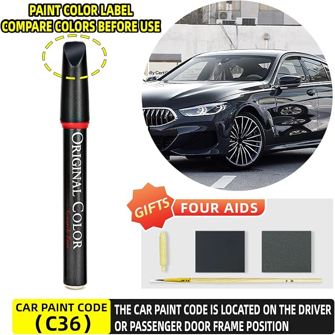 Carhoo C36 Dravit Gray Touch Up Paint Suitable For BMW, Genuine Custom Color Absoulutely Without Color Differences (16ml)