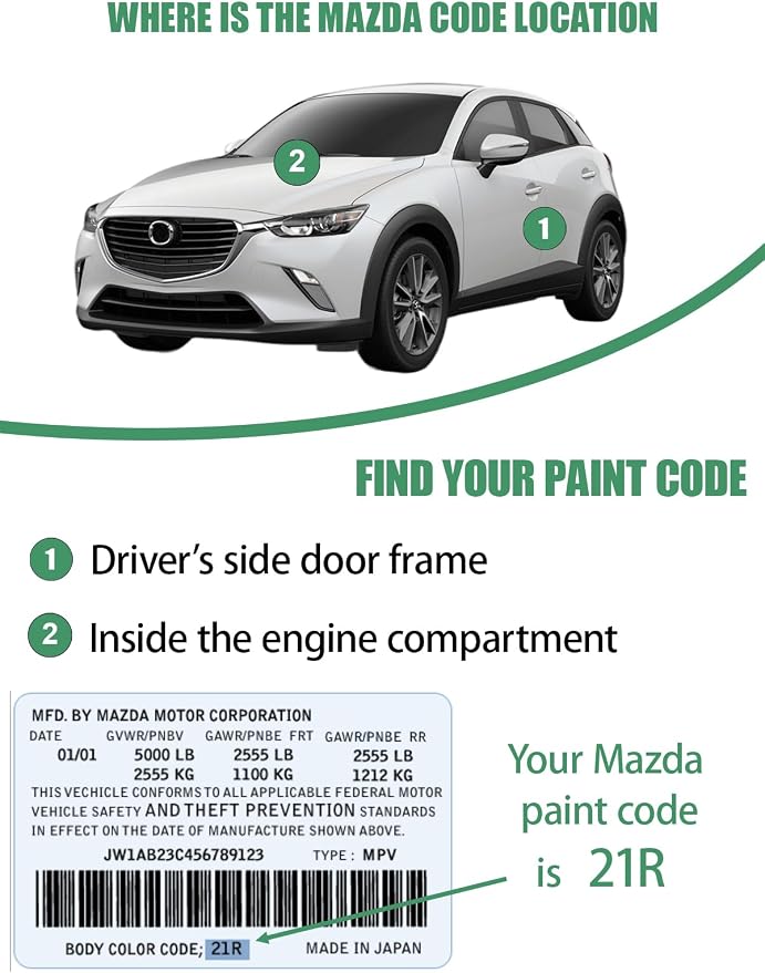 41W Jet Black Mica Touch Up Paint for Mazda, Color Accurate Car Paint Scratch Repair Pen, Quick & Easy Fix Automotive Chips and Nicks