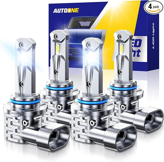 AUTOONE 9005 9006 Light Bulbs Combo, Super Bright 6000K Cool White, 1:1 Mini Halogen Size 9005 HB3 & 9006 HB4 Accessory Fog Light, Non-Polarity Plug and Play, Pack of 4
