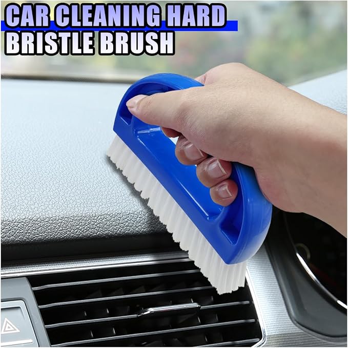 YoRise 2PCS Car Carpet Cleaning Brush, Stiff Bristle Floor Scrub Brush, Portable Car Cleaning Kit, Automotive Wash Brushes for Vehicles Interiors, Home, Floor Mat, Leather Seat (Blue)