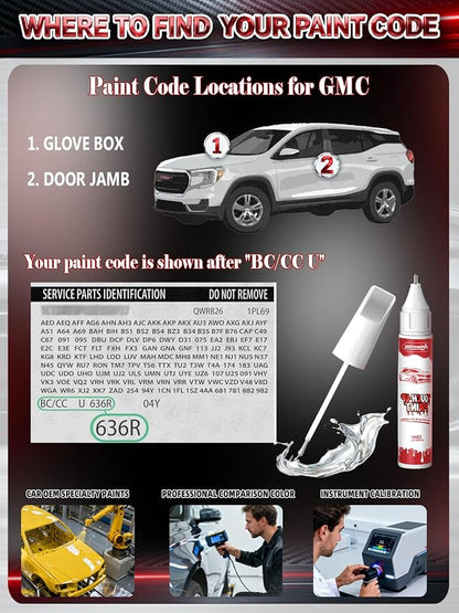 Silver Coast Metallic(GWT/WA102V) Car Touch Up Paint for GMC, Color Accurate Two-In-One Car Paint Scratch Repair Pen, Professional Scratch Remover for Vehicles Chips and Nicks Scuff