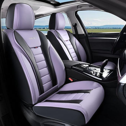 Coverado Car Seat Covers Full Set, Seat Covers for Cars, Front Seat Covers and Back Seat Cover Waterproof Leather Automotive Seat Cover, Universal Car Interior Protectors Cushion for Most Cars