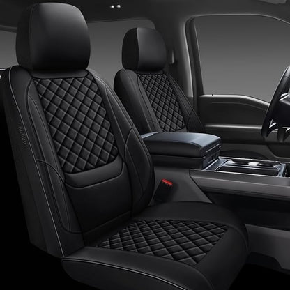 Full Coverage Leather Car Seat Covers Full Set,Waterproof Seat Covers for Cars,SUVs Trucks, Car Seat Cushion,Car Seat Protector with 5 Seats (Black, Full Set(Front and Rear-5 Seats))